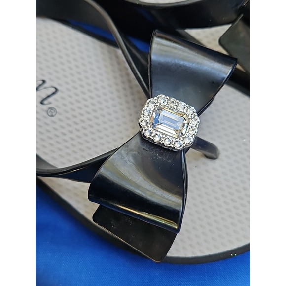Brighton Bowie Flip Flops Sandals BIG BOW RHINESTONE‎ Wedge Blingy Sz 9/9.5 - Picture 9 of 9